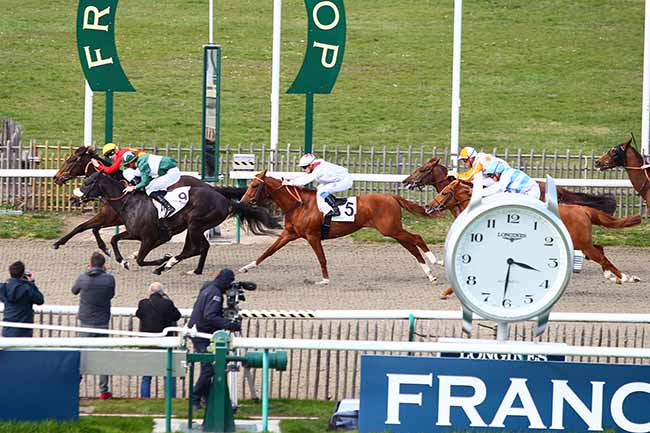 Photo d'arrivée de la course pmu PRIX DE LA GARENNE DE LA JUSTICE à CHANTILLY le Lundi 25 mars 2019