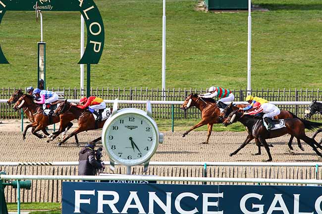 Photo d'arrivée de la course pmu PRIX DU BOIS DE LA VIGNE à CHANTILLY le Lundi 8 avril 2019
