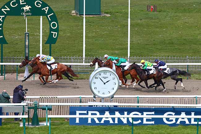 Photo d'arrivée de la course pmu PRIX DE LA NOUVELLE PISTE à CHANTILLY le Samedi 13 avril 2019