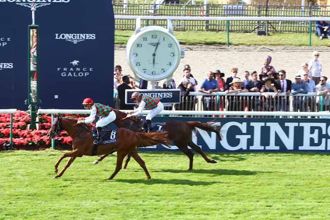 Photo d'arrivée de la course pmu QATAR DERBY DES PUR-SANG ARABE DE 4 ANS à CHANTILLY le Dimanche 16 juin 2019