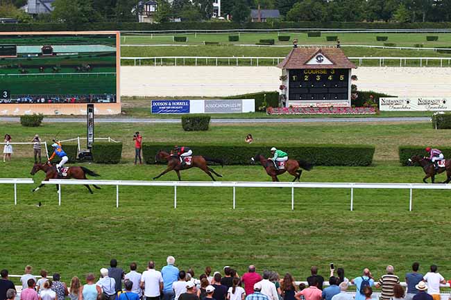 Photo d'arrivée de la course pmu GRANDE COURSE DE HAIES - PRIX GUILLAUME D'ORNANO à CLAIREFONTAINE le Samedi 3 août 2019