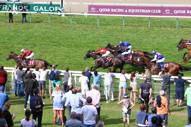 Photo d'arrivée de la course pmu PRIX QATAR NATIONAL STUD à DEAUVILLE le Samedi 10 août 2019