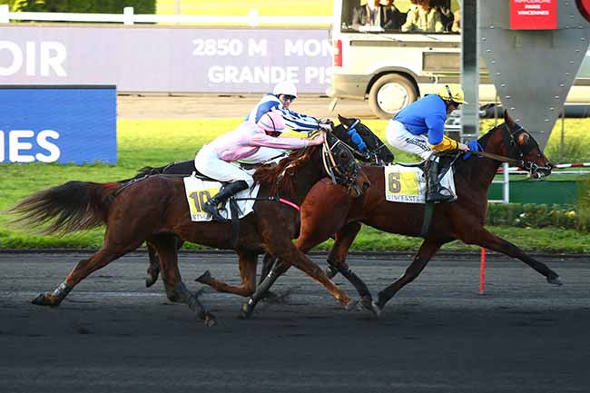 Photo d'arrivée de la course pmu PRIX DE SEICHES-SUR-LE-LOIR à PARIS-VINCENNES le Lundi 9 décembre 2019