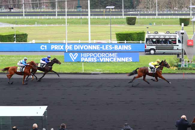 Photo d'arrivée de la course pmu PRIX DE DIVONNE-LES-BAINS à PARIS-VINCENNES le Samedi 28 décembre 2019