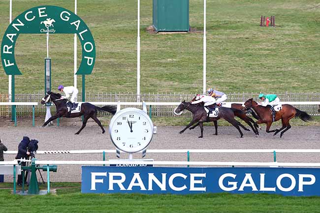 Photo d'arrivée de la course pmu PRIX DU CARREFOUR DU CHAPITRE à CHANTILLY le Mardi 11 février 2020