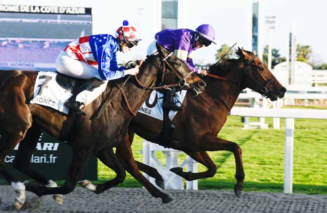 Photo d'arrivée de la course pmu PRIX DES JACINTHES à CAGNES-SUR-MER le Mercredi 12 février 2020