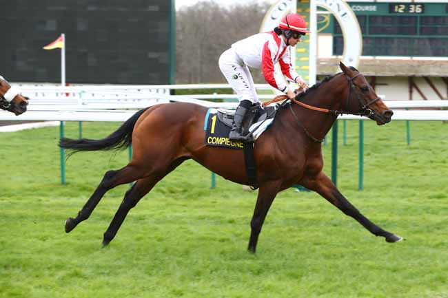Photo d'arrivée de la course pmu PRIX DE SAINT-SAUVEUR à COMPIEGNE le Mercredi 4 mars 2020