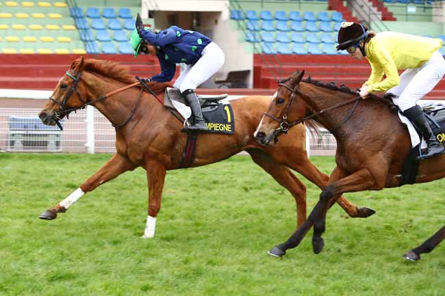 Photo d'arrivée de la course pmu PRIX ANNIE DONGUY à COMPIEGNE le Lundi 16 mars 2020