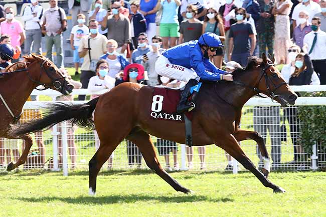 Photo d'arrivée de la course pmu QATAR PRIX DE RIS-ORANGIS à DEAUVILLE le Dimanche 12 juillet 2020