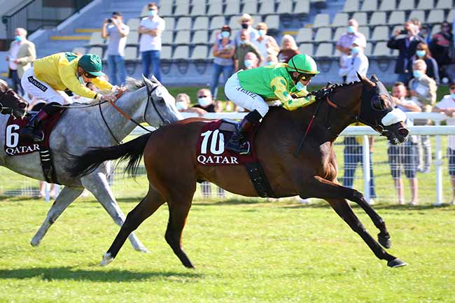 Photo d'arrivée de la course pmu QATAR PRIX DE LA FONTAINE MORNY à DEAUVILLE le Dimanche 12 juillet 2020