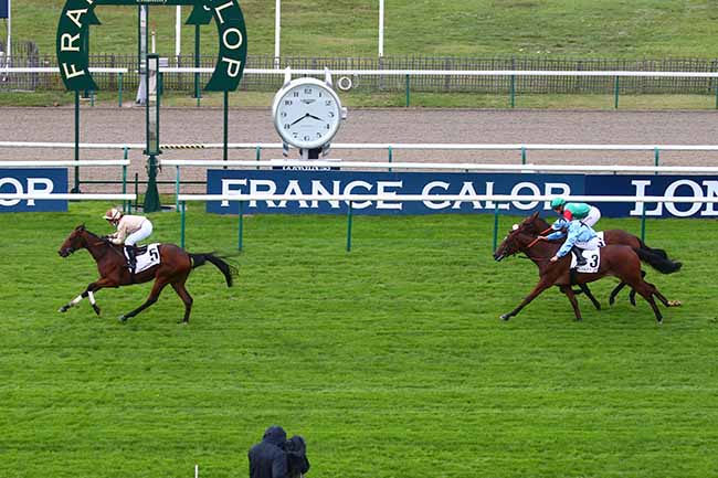 Photo d'arrivée de la course pmu PRIX DE LA MONTIGNETTE à CHANTILLY le Mardi 6 octobre 2020