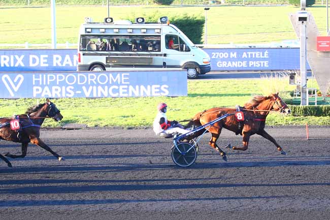 Photo d'arrivée de la course pmu PRIX DE RANVILLE à PARIS-VINCENNES le Jeudi 5 novembre 2020