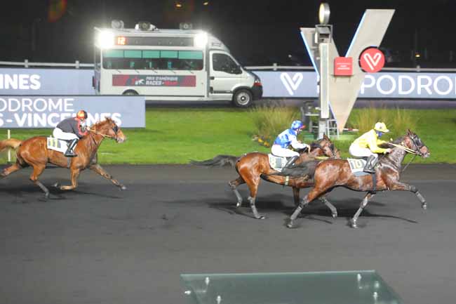 Photo d'arrivée de la course pmu PRIX DE CASTILLONNES à PARIS-VINCENNES le Dimanche 13 décembre 2020