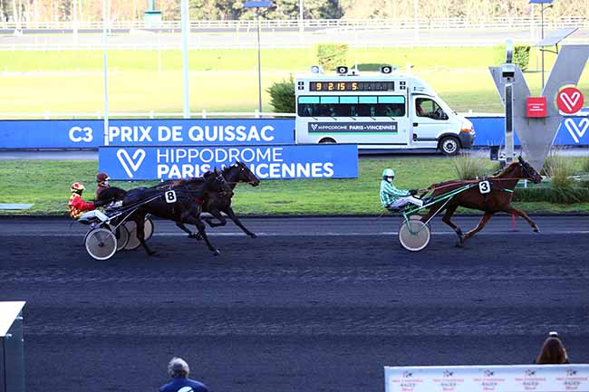 Photo d'arrivée de la course pmu PRIX DE QUISSAC à PARIS-VINCENNES le Mardi 15 décembre 2020