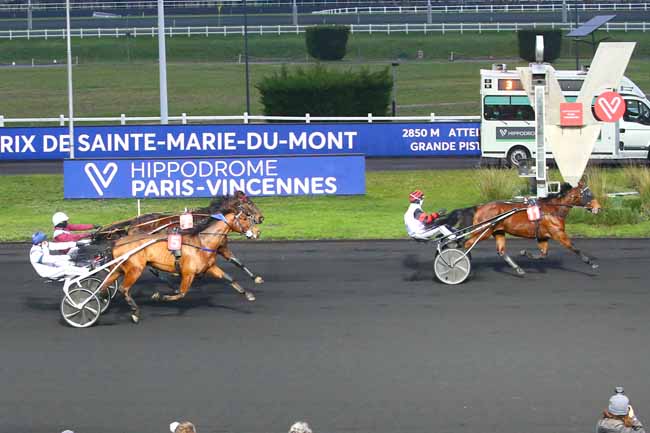 Photo d'arrivée de la course pmu PRIX DE SAINTE-MARIE-DU-MONT à PARIS-VINCENNES le Lundi 4 janvier 2021