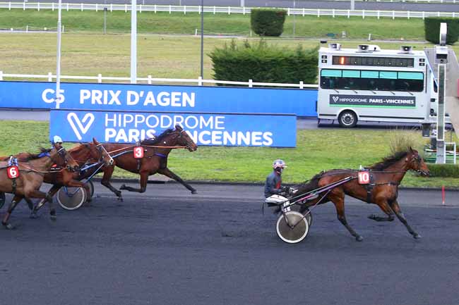 Photo d'arrivée de la course pmu PRIX D'AGEN à PARIS-VINCENNES le Samedi 23 janvier 2021