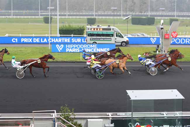 Photo d'arrivée de la course pmu PRIX DE LA CHARTRE-SUR-LE-LOIR à PARIS-VINCENNES le Lundi 8 février 2021