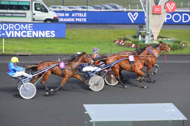 Photo d'arrivée de la course pmu PRIX DES ROUGES TERRES à PARIS-VINCENNES le Lundi 8 février 2021