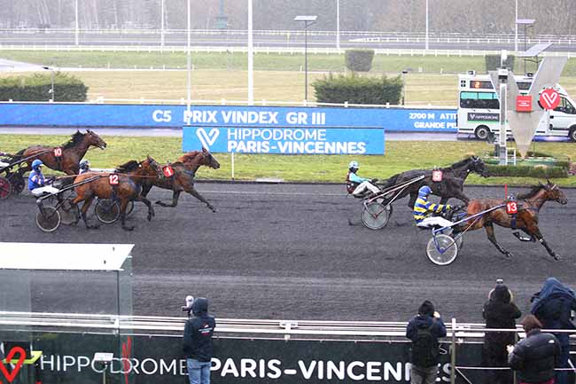Photo d'arrivée de la course pmu PRIX VINDEX à PARIS-VINCENNES le Jeudi 4 mars 2021