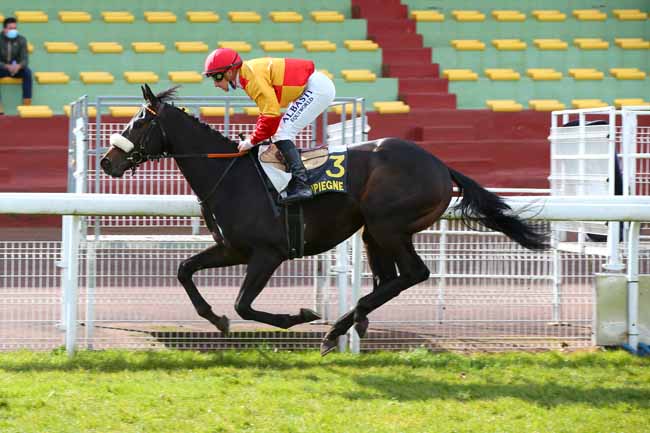 Photo d'arrivée de la course pmu PRIX DU MONT SAINT-PIERRE à COMPIEGNE le Dimanche 14 mars 2021