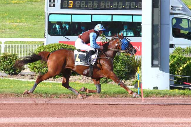 Photo d'arrivée de la course pmu PRIX DE LA PLACE DU TROCADÉRO à ENGHIEN le Mercredi 7 juillet 2021