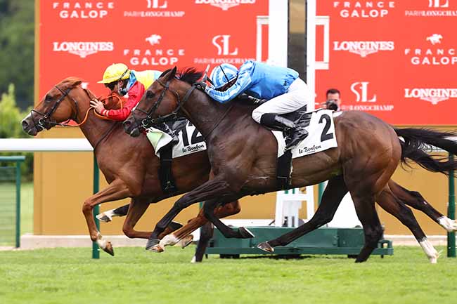 Photo d'arrivée de la course pmu PRIX LE BONBON (PRIX DU DEFILE) à LONGCHAMP le Mercredi 14 juillet 2021