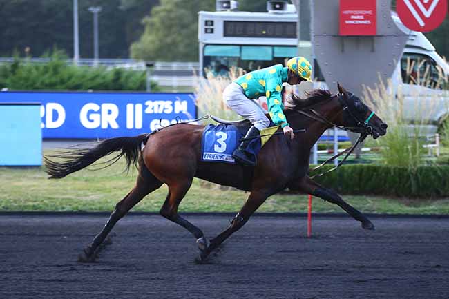Photo d'arrivée de la course pmu ETRIER 5 ANS Q4 - PRIX HERVE CERAN-MAILLARD à PARIS-VINCENNES le Vendredi 3 septembre 2021