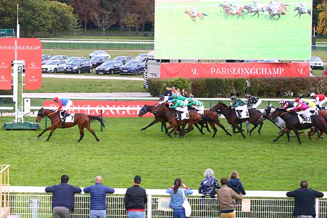 Photo d'arrivée de la course pmu PRIX DE LA RUE DES ARENES à LONGCHAMP le Dimanche 17 octobre 2021