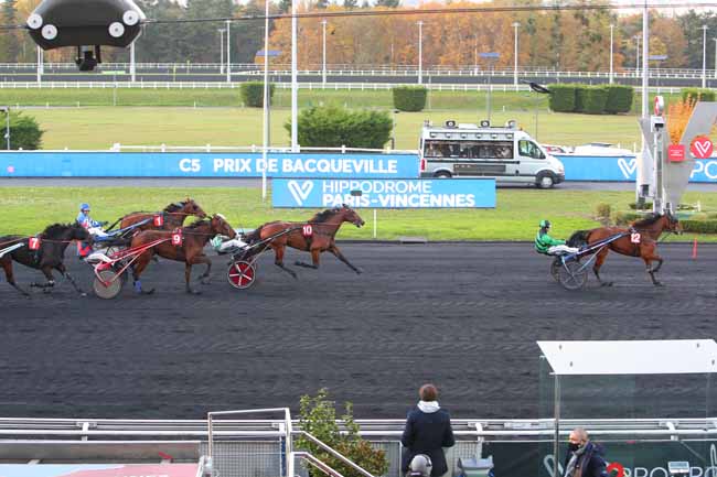 Photo d'arrivée de la course pmu PRIX DE BACQUEVILLE à PARIS-VINCENNES le Lundi 8 novembre 2021