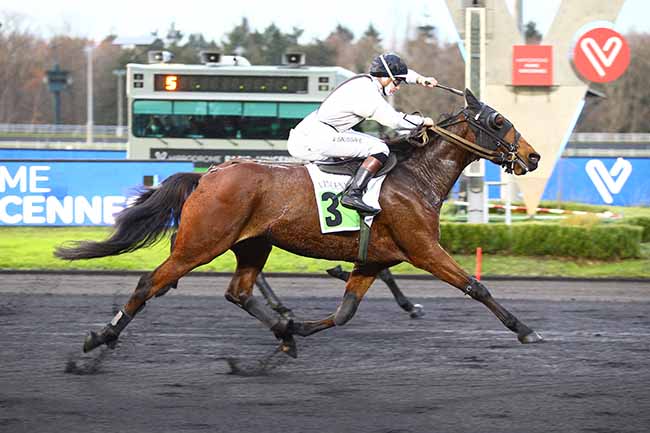 Photo d'arrivée de la course pmu PRIX DE VILLEFRANCHE à PARIS-VINCENNES le Mercredi 8 décembre 2021