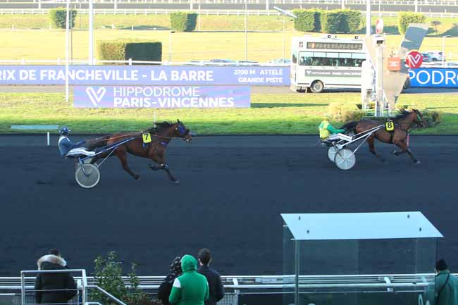 Photo d'arrivée de la course pmu PRIX DE FRANCHEVILLE - LA BARRE à PARIS-VINCENNES le Vendredi 14 janvier 2022