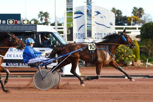 Photo d'arrivée de la course pmu PRIX HENRI CALLIER à CAGNES-SUR-MER le Vendredi 18 février 2022