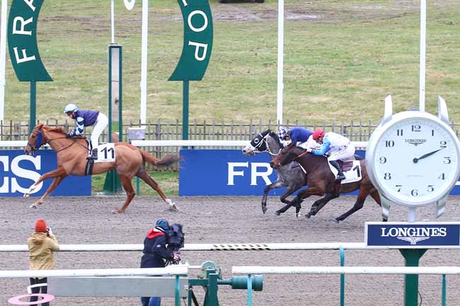 Photo d'arrivée de la course pmu PRIX DU PETIT PONT GALLO-ROMAIN à CHANTILLY le Vendredi 18 février 2022