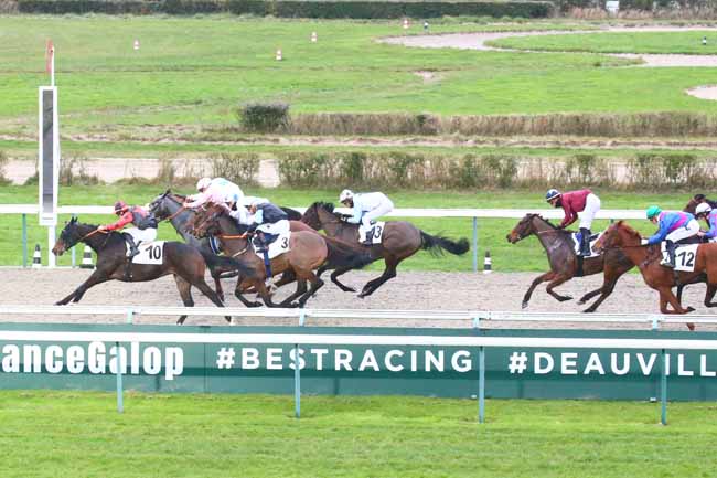 Photo d'arrivée de la course pmu PRIX DE LESSARD-ET-LE-CHENE à DEAUVILLE le Samedi 5 mars 2022