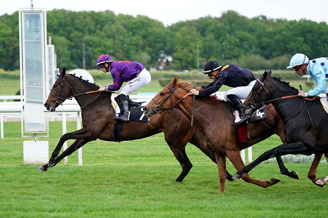 Photo d'arrivée de la course pmu PRIX DE LA CHOCOLATERIE SEGONZAC (PRIX ROBERT DE VILLEMANDY) à BORDEAUX-LE BOUSCAT le Lundi 25 avril 2022
