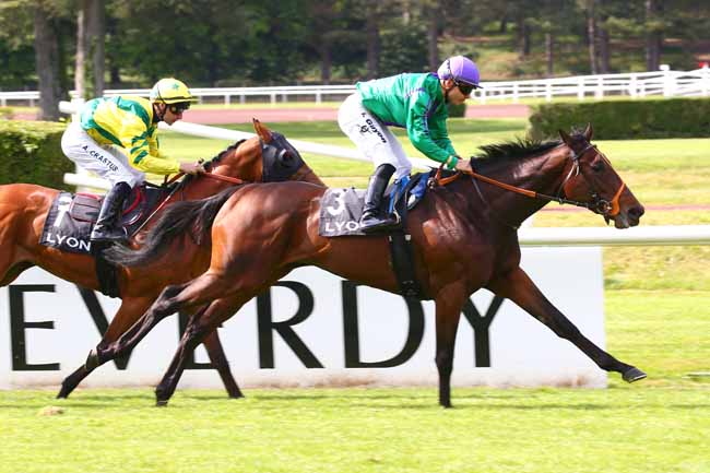 Photo d'arrivée de la course pmu PRIX DE L'ASSOCIATION DES PROPRIETAIRES DU CENTRE-EST à LYON PARILLY le Jeudi 5 mai 2022