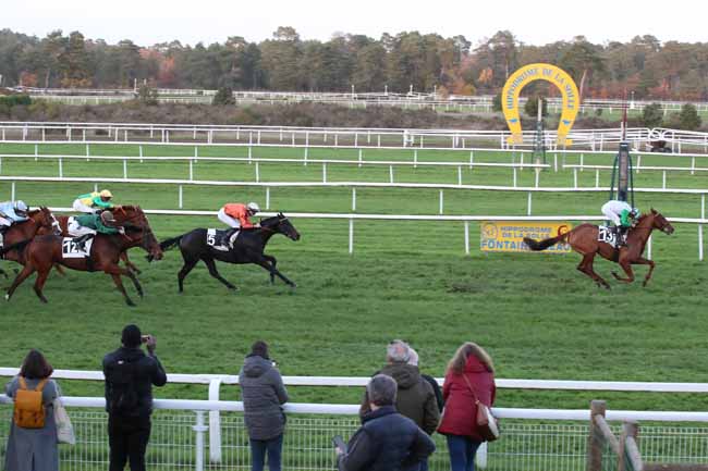 Photo d'arrivée de la course pmu PRIX DU BELVEDERE DES DRUIDES à FONTAINEBLEAU le Vendredi 25 novembre 2022