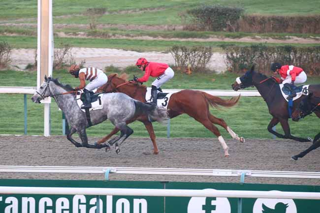 Photo d'arrivée de la course pmu PRIX DE LA VALLEE DE LA SOULEUVRE à DEAUVILLE le Vendredi 9 décembre 2022