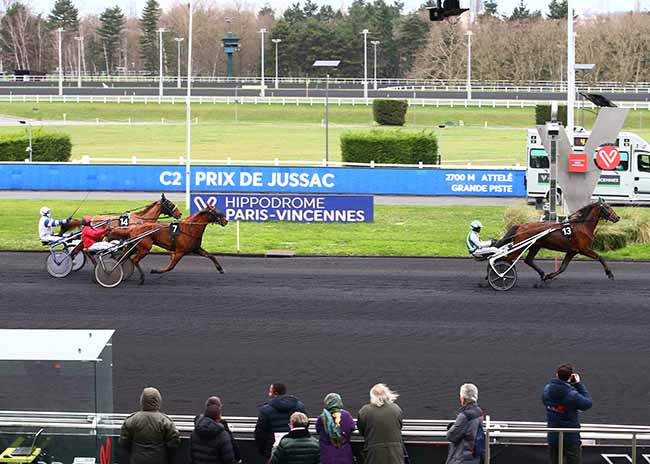 Photo d'arrivée de la course pmu PRIX DE JUSSAC à PARIS-VINCENNES le Samedi 7 janvier 2023