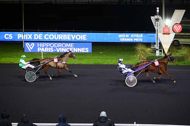 Photo d'arrivée de la course pmu PRIX DE COURBEVOIE à PARIS-VINCENNES le Lundi 23 janvier 2023