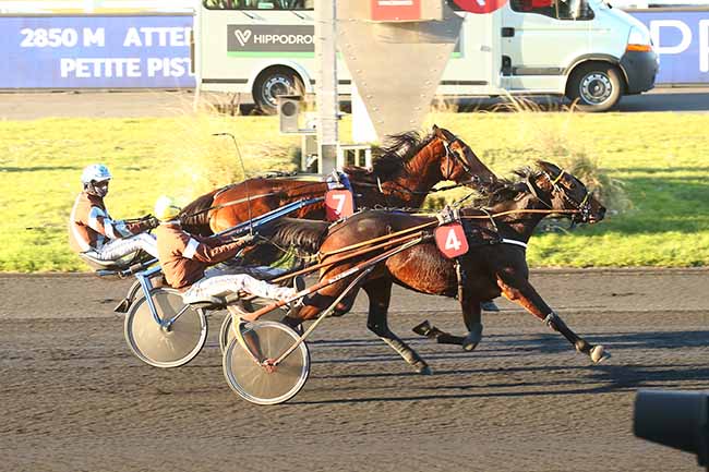 Photo d'arrivée de la course pmu PRIX DE GRANDVILLIERS à PARIS-VINCENNES le Mercredi 8 février 2023