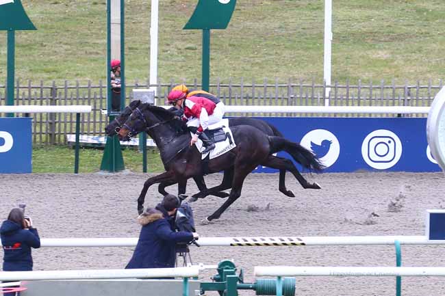 Photo d'arrivée de la course pmu PRIX DE LA QUEUSSE DE GARGANTUA à CHANTILLY le Vendredi 17 février 2023