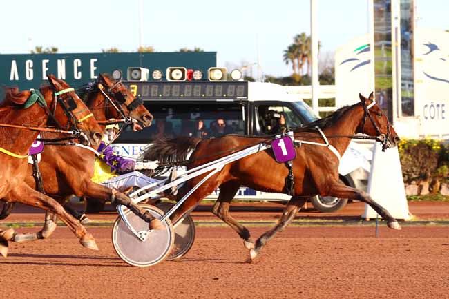 Photo d'arrivée de la course pmu PRIX DE DEAUVILLE à CAGNES-SUR-MER le Vendredi 3 mars 2023