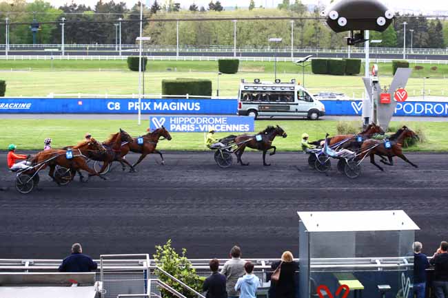 Photo d'arrivée de la course pmu PRIX MAGINUS à PARIS-VINCENNES le Vendredi 28 avril 2023