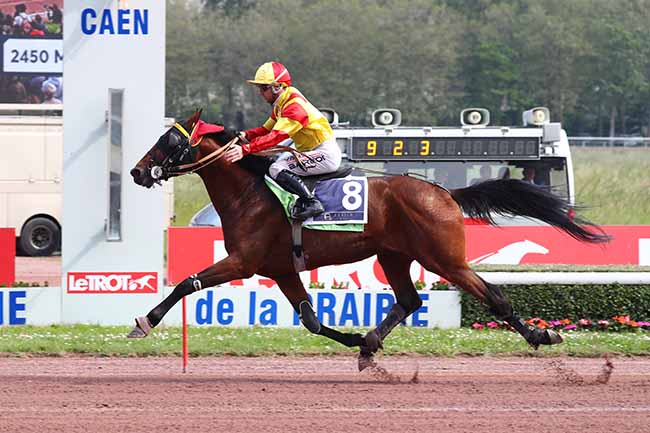 Photo d'arrivée de la course pmu PRIX HENRI BALLIERE - ETRIER 4 ANS Q2 à CAEN le Samedi 13 mai 2023