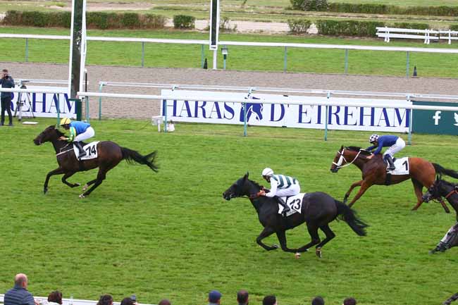Photo d'arrivée de la course pmu PRIX DE LA FONTAINE MORNY à DEAUVILLE le Dimanche 9 juillet 2023