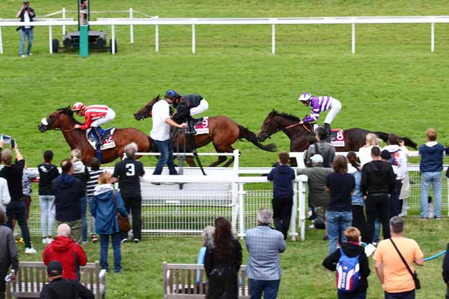 Photo d'arrivée de la course pmu PRIX VILLE DE SAINT-ARNOULT (PRIX KALAMOUN) à CLAIREFONTAINE le Mercredi 2 août 2023
