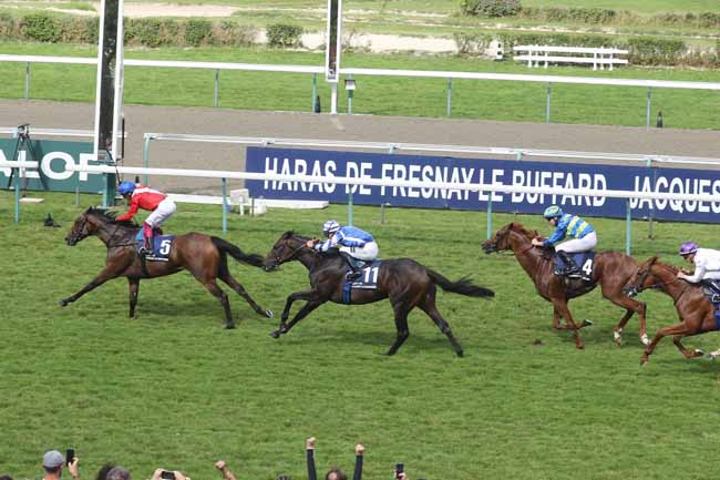 Photo d'arrivée de la course pmu PRIX DU HARAS DE FRESNAY-LE-BUFFARD - JACQUES-LE-MAROIS à DEAUVILLE le Dimanche 13 août 2023