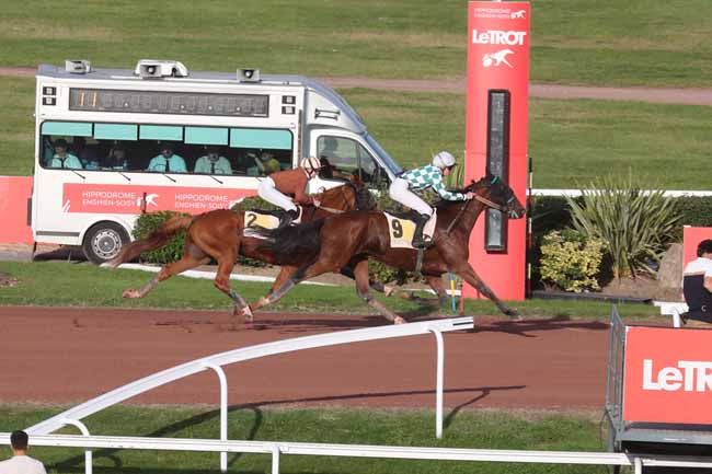 Photo d'arrivée de la course pmu PRIX DU JARDIN DU LUXEMBOURG à ENGHIEN le Lundi 9 octobre 2023