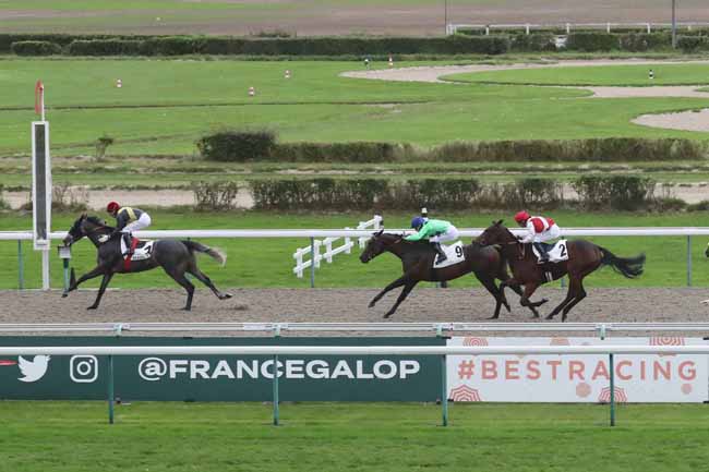 Photo d'arrivée de la course pmu PRIX DE LA VILLA LES ABEILLES à DEAUVILLE le Jeudi 19 octobre 2023